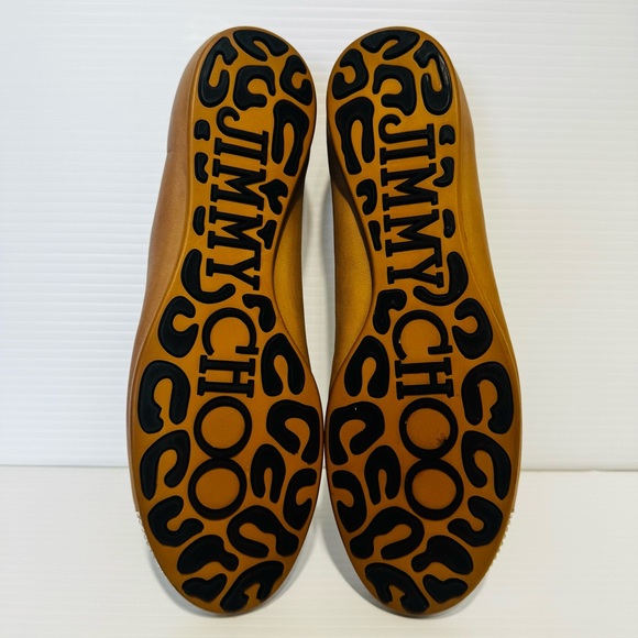 Jimmy Choo Nude Leather Crystal Toe Ballet Flats Size 40 - Picture 12 of 14
